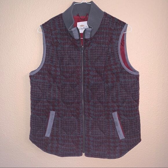 Large Bob Timberlake Burgandy-Gray Wool Bkend Vest - Picture 3 of 6